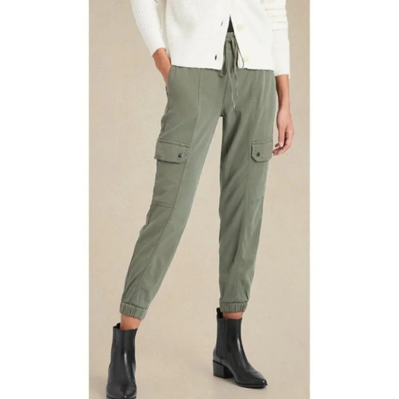 Banana Republic Womens Size Small Cargo Flight  Jacket Green Stretch Jogger - Picture 1 of 13